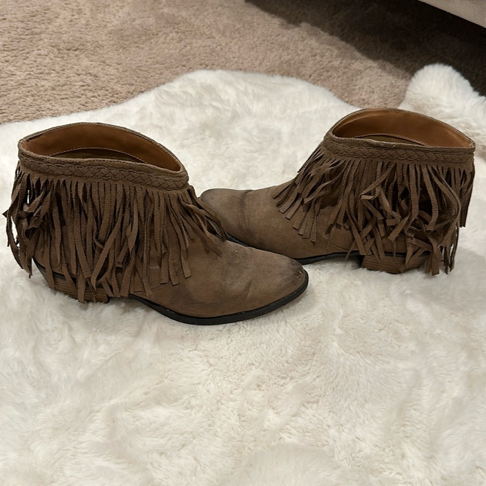 Brown ankle cowgirl boots